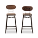 Baxton Studio Varek Vintage Rustic Industrial Style Bamboo and Rust-Finished Steel Stackable Counter Stool Set of 2 - T-5846-Rust-BS