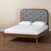Baxton Studio Lorana Mid-Century Modern Grey Fabric and Walnut Brown Wood King Size Platform Bed - MG9772/9704-King