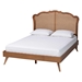 Baxton Studio Aithan Mid-Century Walnut Brown Wood and Rattan Queen Size Platform Bed - MG9773-1/9704-Queen