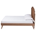 Baxton Studio Aithan Mid-Century Walnut Brown Wood and Rattan Queen Size Platform Bed - MG9773-1/9704-Queen