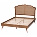 Baxton Studio Aithan Mid-Century Walnut Brown Wood and Rattan Queen Size Platform Bed - MG9773-1/9704-Queen