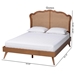 Baxton Studio Aithan Mid-Century Walnut Brown Wood and Rattan Queen Size Platform Bed - MG9773-1/9704-Queen