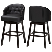 Baxton Studio Avril Modern and Contemporary Black Faux Leather Tufted Swivel Barstool with Nail heads Trim Baxton Studio restaurant furniture, hotel furniture, commercial furniture, wholesale bar furniture, wholesale bar stools, classic bar stools