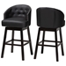Baxton Studio Avril Modern and Contemporary Black Faux Leather Tufted Swivel Barstool with Nail heads Trim - BBT5210A1-BS-Black