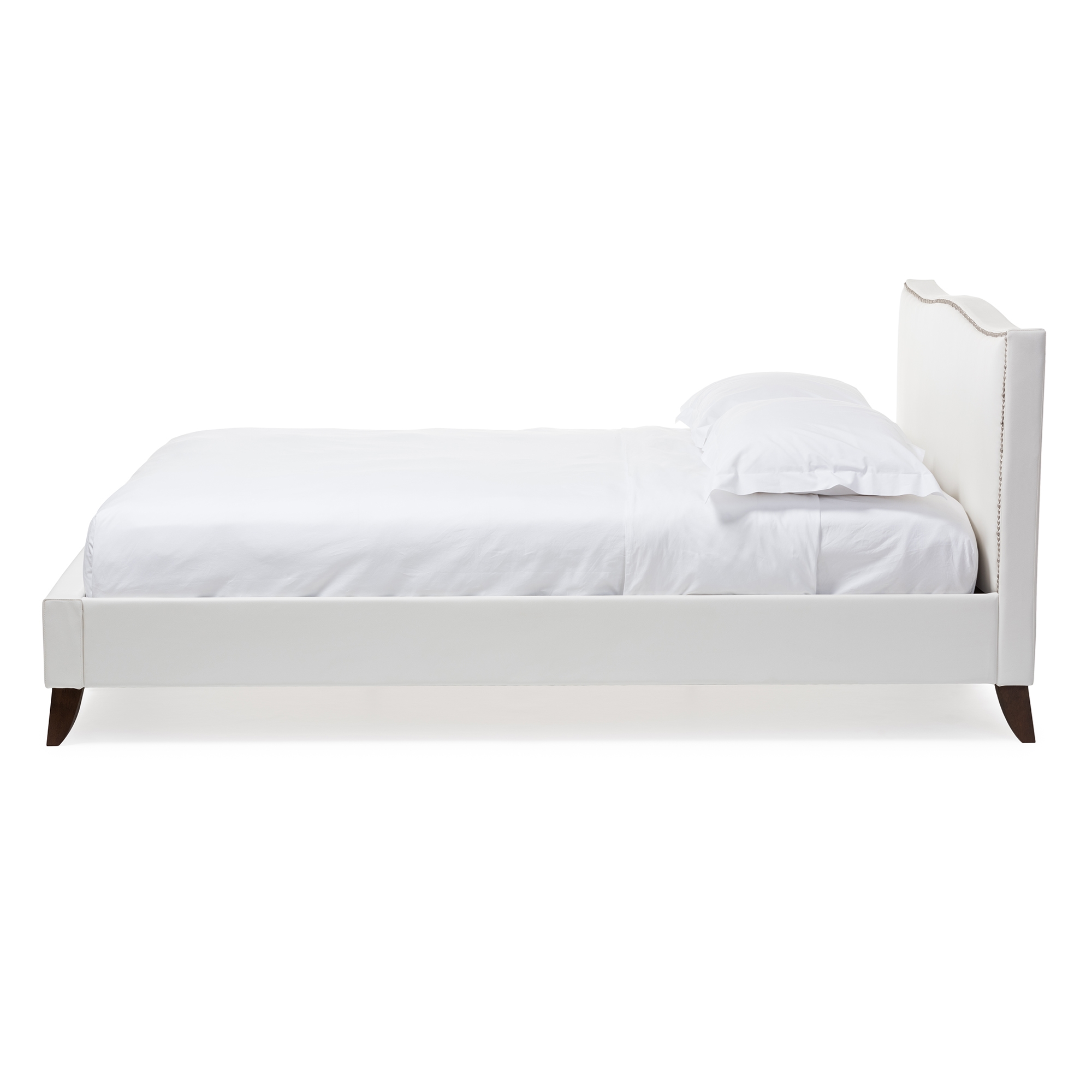 Baxton Studio Battersby White Modern Bed with Upholstered