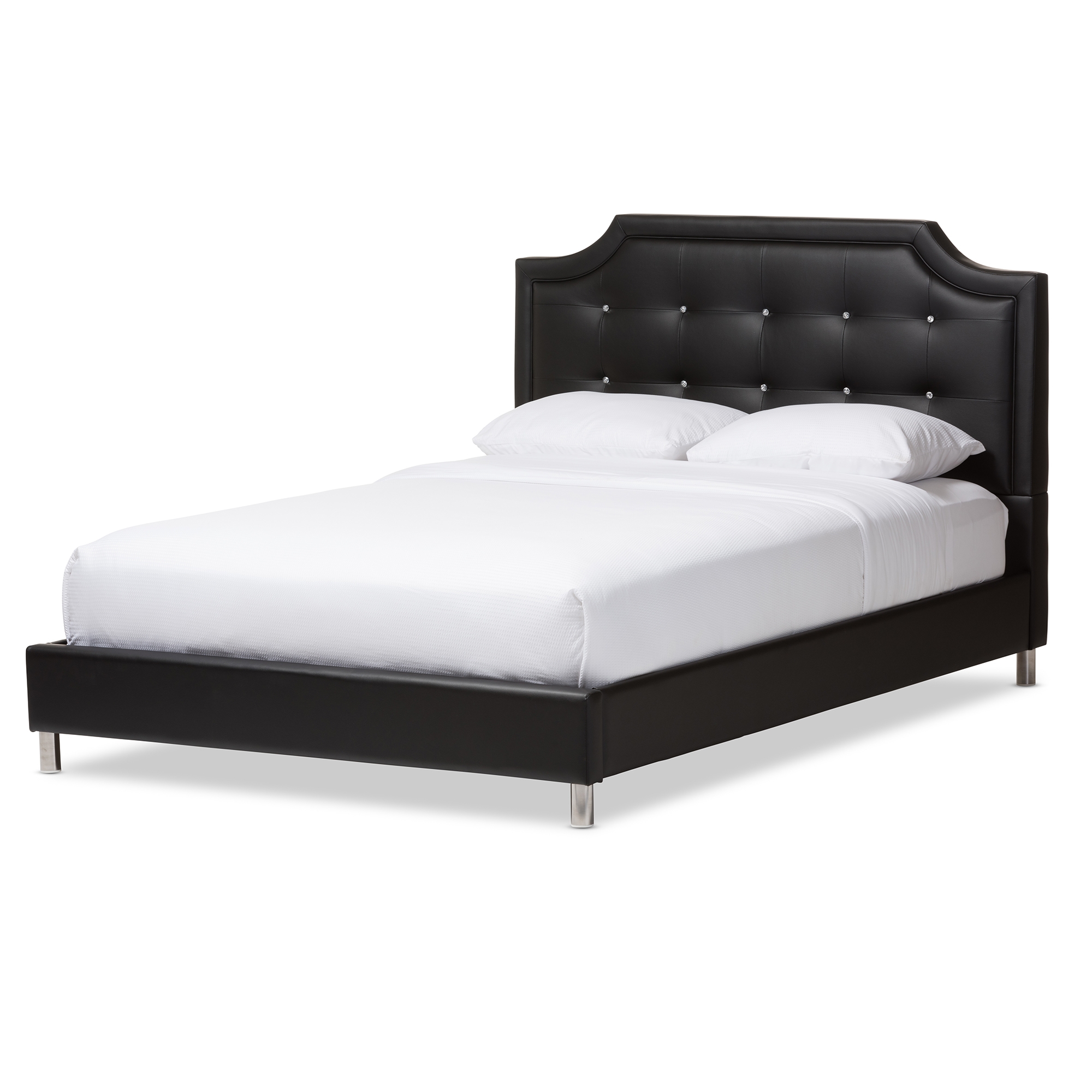 Baxton Studio Carlotta Black Modern Bed with Upholstered Headboard