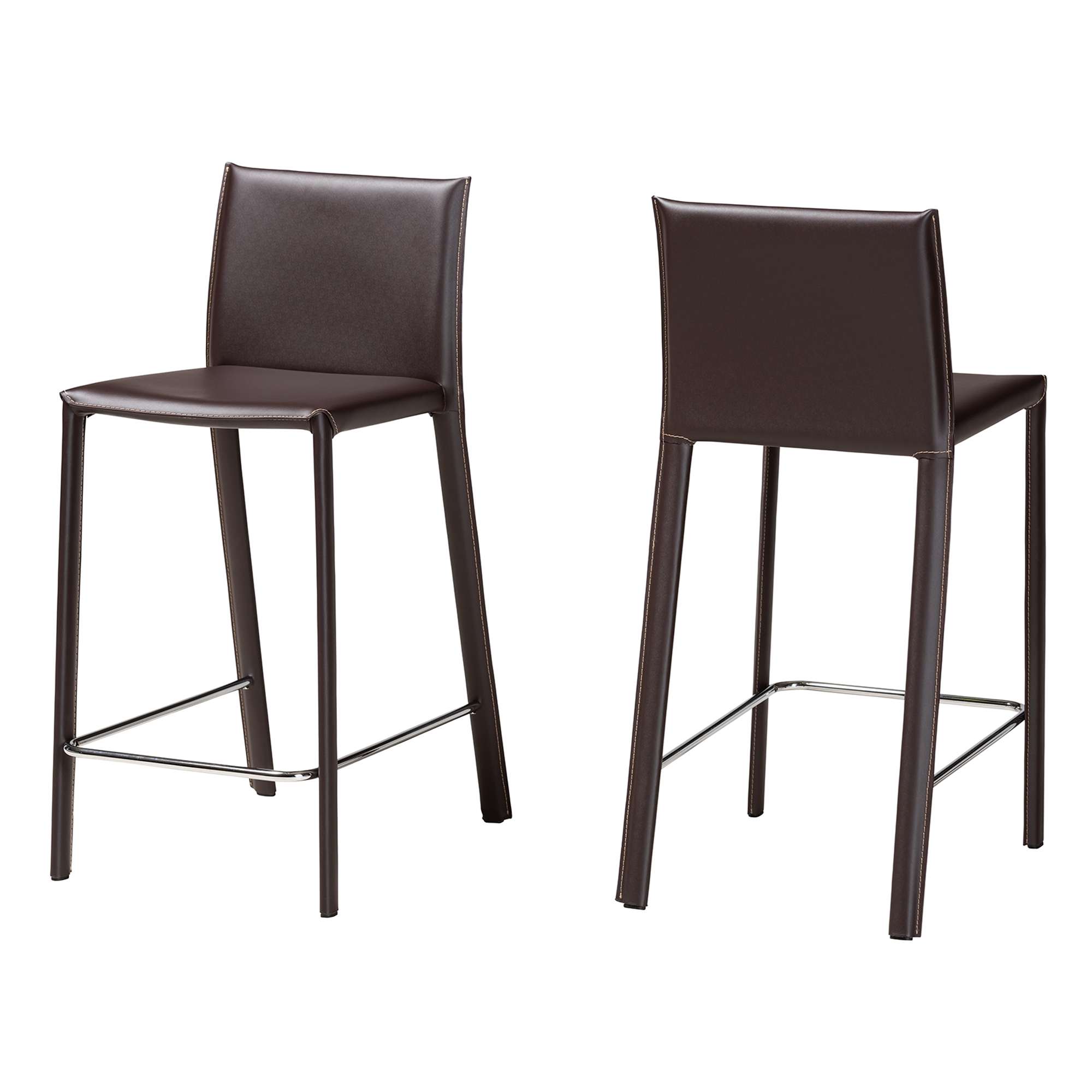 Brown leather deals counter height stools