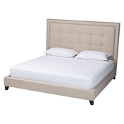 Baxton Studio Hirst  Light Beige Platform Bed- King Size Baxton Studio Hirst  Light Beige Platform Bed- King Size, wholesale furniture, restaurant furniture, hotel furniture, commercial furniture