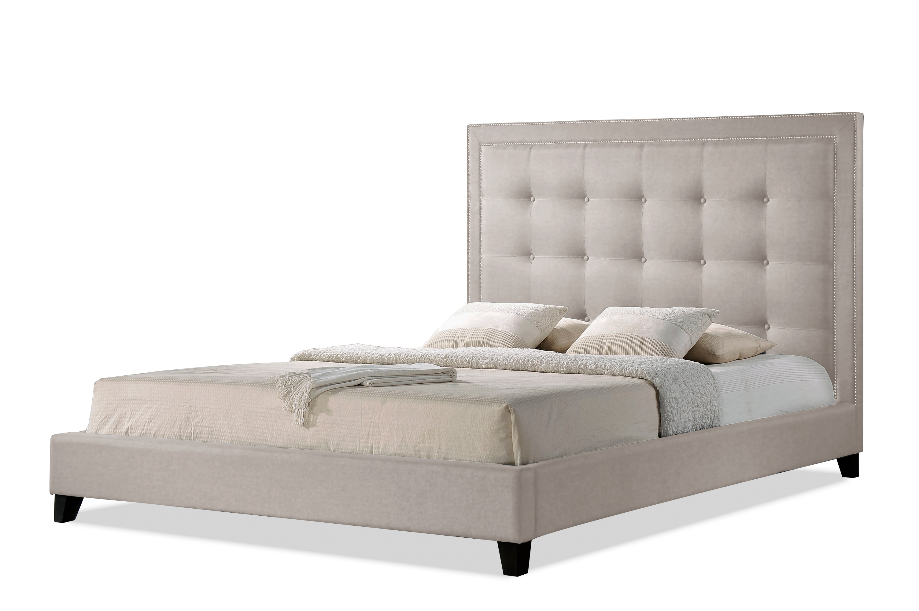 Baxton Studio Hirst Light Beige Platform Bed King Size Wholesale