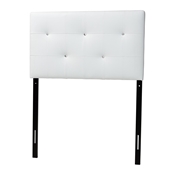 Baxton Studio Kirchem Modern and Contemporary White Faux Leather Upholstered Twin Size Headboard Baxton Studio restaurant furniture, hotel furniture, commercial furniture, wholesale bedroom furniture, wholesale headboards, classic twin size headboards