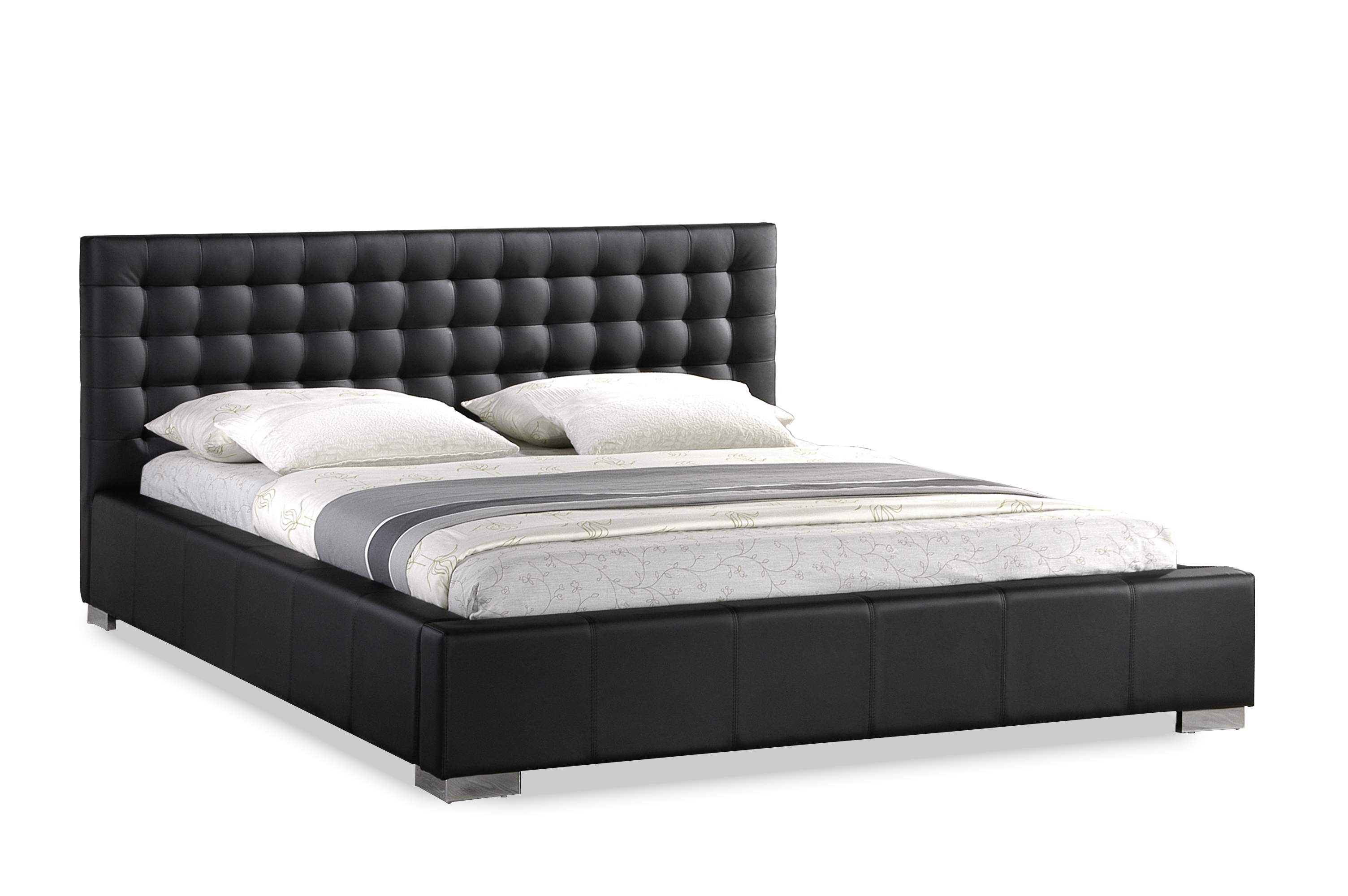 Madison Black Modern Bed with Upholstered Headboard Queen Size