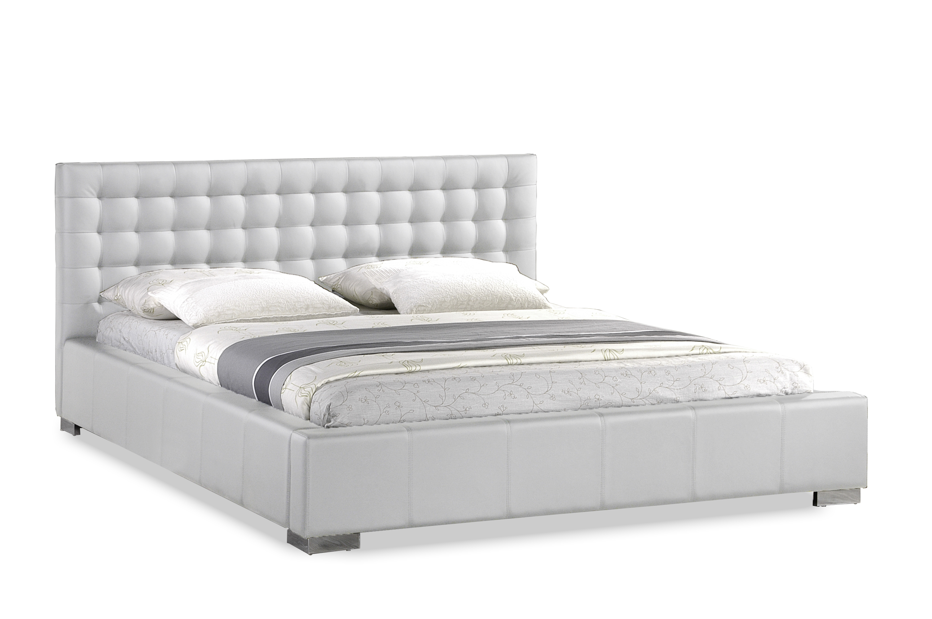 Madison White Modern Bed with Upholstered Headboard King Size