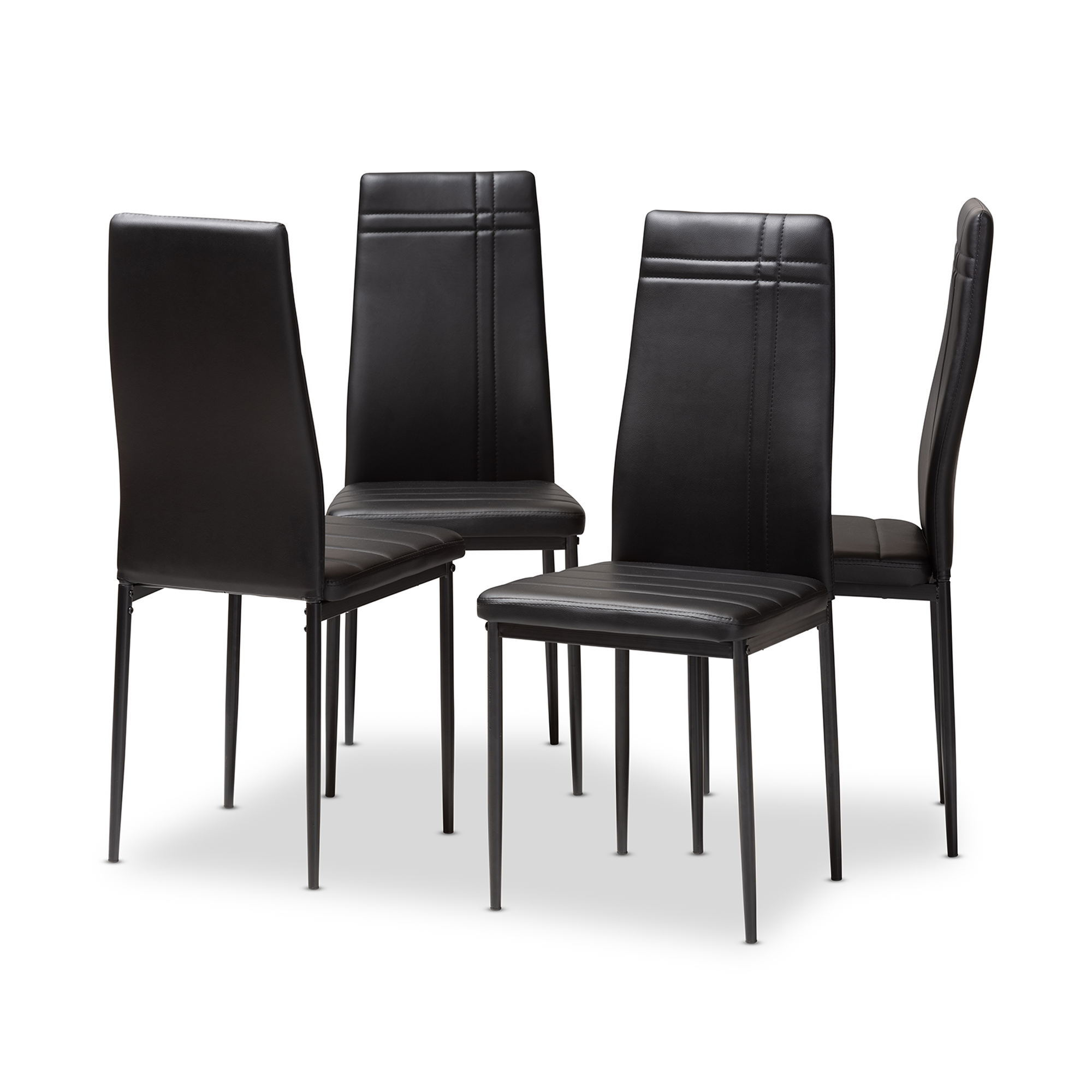 contemporary black leather dining chairs