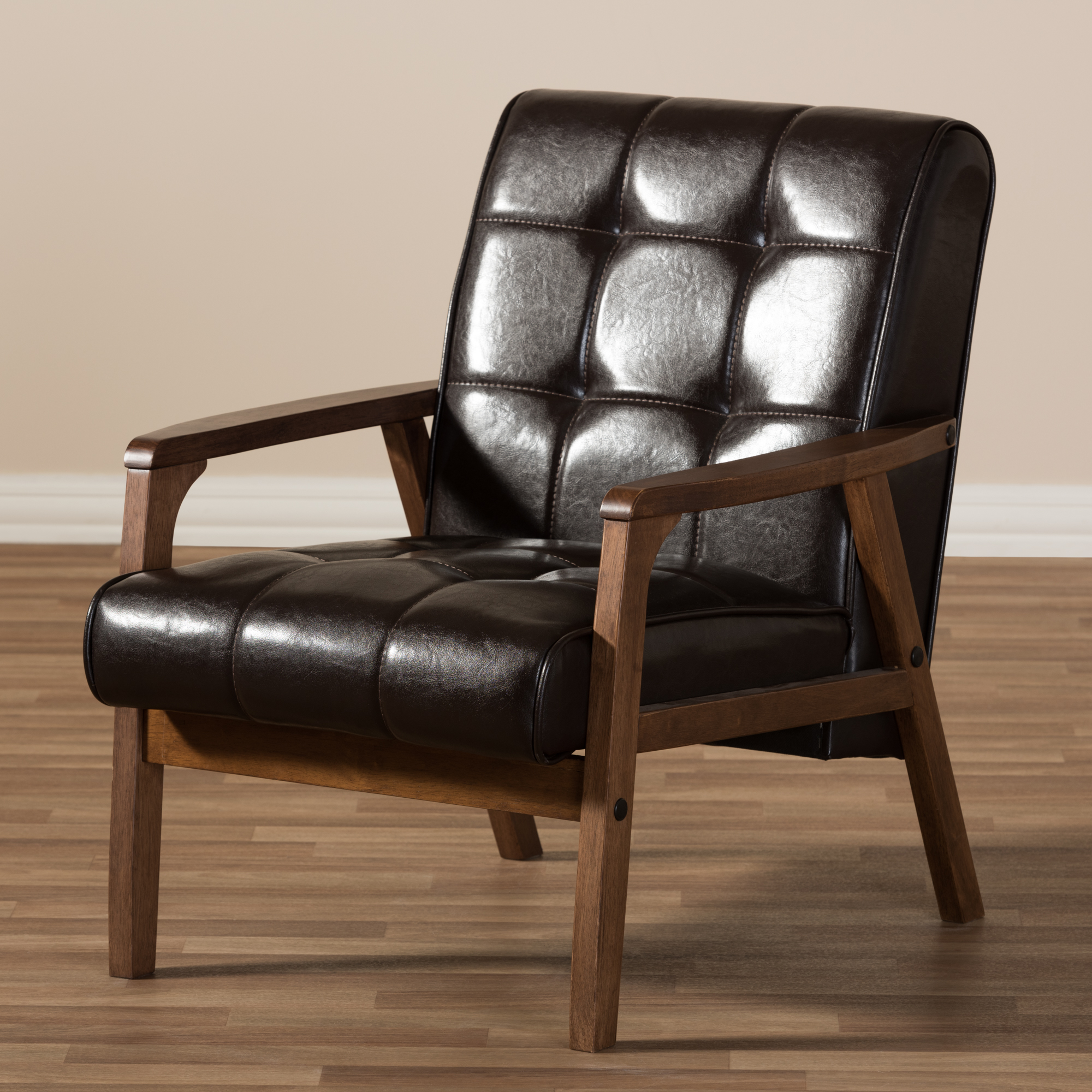 Baxton Studio Mid Century Masterpieces Club Chair Brown