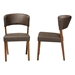 Baxton Studio Montreal Mid-Century Dark Walnut Wood Grey Faux Leather Dining Chair - RT281-CHR