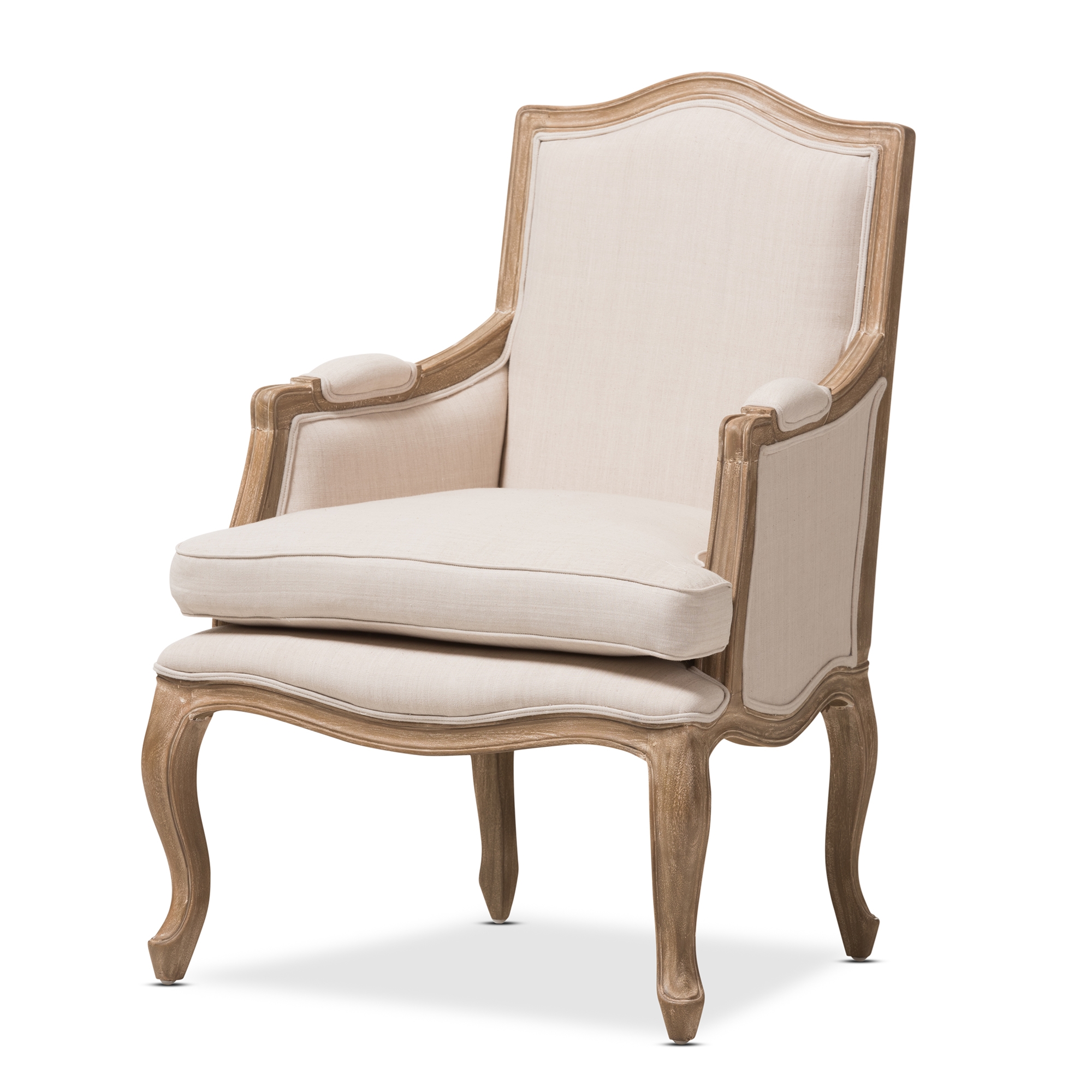 Baxton studio chavanon wood & light beige linen traditional french accent chair new arrivals