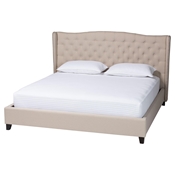 Baxton Studio Norwich Light Beige Linen Modern Platform Bed -King Size Baxton Studio Norwich Light Beige Linen Modern Platform Bed -King Size, wholesale furniture, restaurant furniture, hotel furniture, commercial furniture