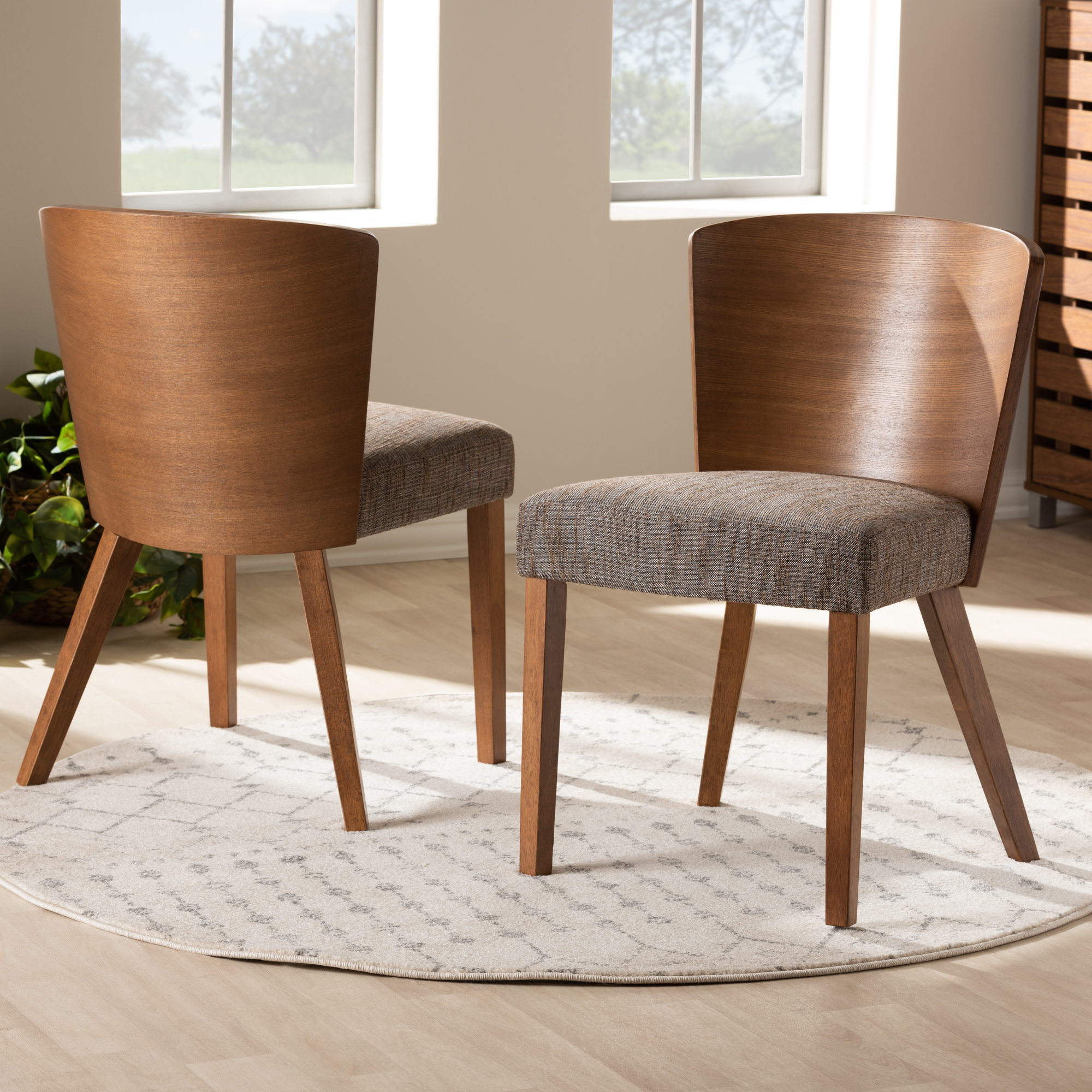 Baxton Studio Sparrow Brown Wood Modern Dining Chair Set of 2