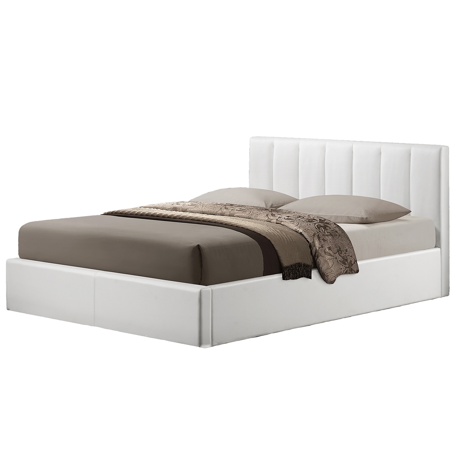 Baxton StudioTemplemore White Leather Contemporary Queen Size Bed