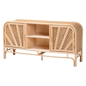 bali & pari Carabella Bohemian Natural Rattan 2-Door Storage Cabinet Baxton Studio restaurant furniture, hotel furniture, commercial furniture, wholesale living room furniture, wholesale storage cabinet, classic storage cabinet