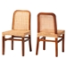 bali & pari Caspia Mid-Century Modern Walnut Brown Mahogany Wood and Natural Rattan 2-Piece Dining Chair Set - Caspia-Teak-DC