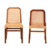 bali & pari Caspia Mid-Century Modern Walnut Brown Mahogany Wood and Natural Rattan 2-Piece Dining Chair Set - Caspia-Teak-DC