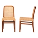 bali & pari Caspia Mid-Century Modern Walnut Brown Mahogany Wood and Natural Rattan 2-Piece Dining Chair Set - Caspia-Teak-DC