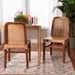 bali & pari Caspia Mid-Century Modern Walnut Brown Mahogany Wood and Natural Rattan 2-Piece Dining Chair Set - Caspia-Teak-DC