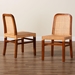 bali & pari Caspia Mid-Century Modern Walnut Brown Mahogany Wood and Natural Rattan 2-Piece Dining Chair Set - Caspia-Teak-DC