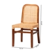 bali & pari Caspia Mid-Century Modern Walnut Brown Mahogany Wood and Natural Rattan 2-Piece Dining Chair Set - Caspia-Teak-DC