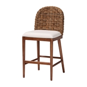 bali & pari Denver Modern Bohemian Walnut Brown Finished Acacia Wood and Seagrass Counter Stool Baxton Studio restaurant furniture, hotel furniture, commercial furniture, wholesale bar furniture, wholesale counter stools, classic counter stools