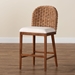 bali & pari Denver Modern Bohemian Walnut Brown Finished Acacia Wood and Seagrass Counter Stool - Denver-Wood/Banana Leaf-CS