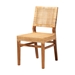 bali & pari Lesia Modern Bohemian Natural Brown Rattan and Walnut Brown Mahogany Wood Dining Chair - Lesia-Teak-DC