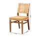 bali & pari Lesia Modern Bohemian Natural Brown Rattan and Walnut Brown Mahogany Wood Dining Chair - Lesia-Teak-DC