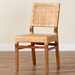 bali & pari Lesia Modern Bohemian Natural Brown Rattan and Walnut Brown Mahogany Wood Dining Chair - Lesia-Teak-DC