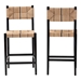 bali & pari Prita Bohemian Paper Loom and Black Mahogany Wood 2-Piece Bar Stool Set - BC-02-Parekesit-Wood/Black-BS