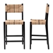 bali & pari Prita Bohemian Paper Loom and Black Mahogany Wood 2-Piece Bar Stool Set - BC-02-Parekesit-Wood/Black-BS