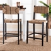 bali & pari Prita Bohemian Paper Loom and Black Mahogany Wood 2-Piece Bar Stool Set - BC-02-Parekesit-Wood/Black-BS