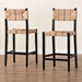 bali & pari Prita Bohemian Paper Loom and Black Mahogany Wood 2-Piece Bar Stool Set - BC-02-Parekesit-Wood/Black-BS