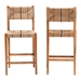 bali & pari Prita Bohemian Paper Loom and Natural Mahogany Wood 2-Piece Bar Stool Set - BC-02-Parekesit-Wood/Brown-BS