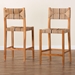 bali & pari Prita Bohemian Paper Loom and Natural Mahogany Wood 2-Piece Bar Stool Set - BC-02-Parekesit-Wood/Brown-BS