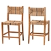 bali & pari Prita Bohemian Paper Loom and Natural Mahogany Wood 2-Piece Counter Stool Set - CC-02-Wood/Brown-CS