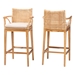 bali & pari Storsel Bohemian Natural Rattan and Teak Wood 2-Piece Bar Stool Set - STORSEL-Natural Rattan/Teak Wood-BS