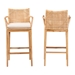 bali & pari Storsel Bohemian Natural Rattan and Teak Wood 2-Piece Bar Stool Set - STORSEL-Natural Rattan/Teak Wood-BS