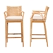 bali & pari Storsel Bohemian Natural Rattan and Teak Wood 2-Piece Bar Stool Set - STORSEL-Natural Rattan/Teak Wood-BS