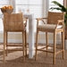 bali & pari Storsel Bohemian Natural Rattan and Teak Wood 2-Piece Bar Stool Set - STORSEL-Natural Rattan/Teak Wood-BS