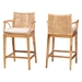 bali & pari Storsel Bohemian Natural Rattan and Teak Wood 2-Piece Counter Stool Set - STORSEL-Natural Rattan/Teak Wood-CS