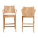 bali & pari Storsel Bohemian Natural Rattan and Teak Wood 2-Piece Counter Stool Set - STORSEL-Natural Rattan/Teak Wood-CS