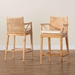 bali & pari Storsel Bohemian Natural Rattan and Teak Wood 2-Piece Counter Stool Set - STORSEL-Natural Rattan/Teak Wood-CS