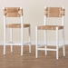 bali & pari Talli Bohemian Paper Loom and White Mahogany Wood 2-Piece Bar Stool Set - BCP-01-Wood/White-BS